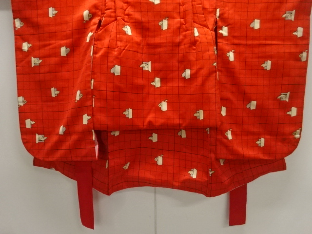 JAPANESE KIMONO / ANTIQUE KIMONO / SILK / GRID & ABSTRACT PATTERN
